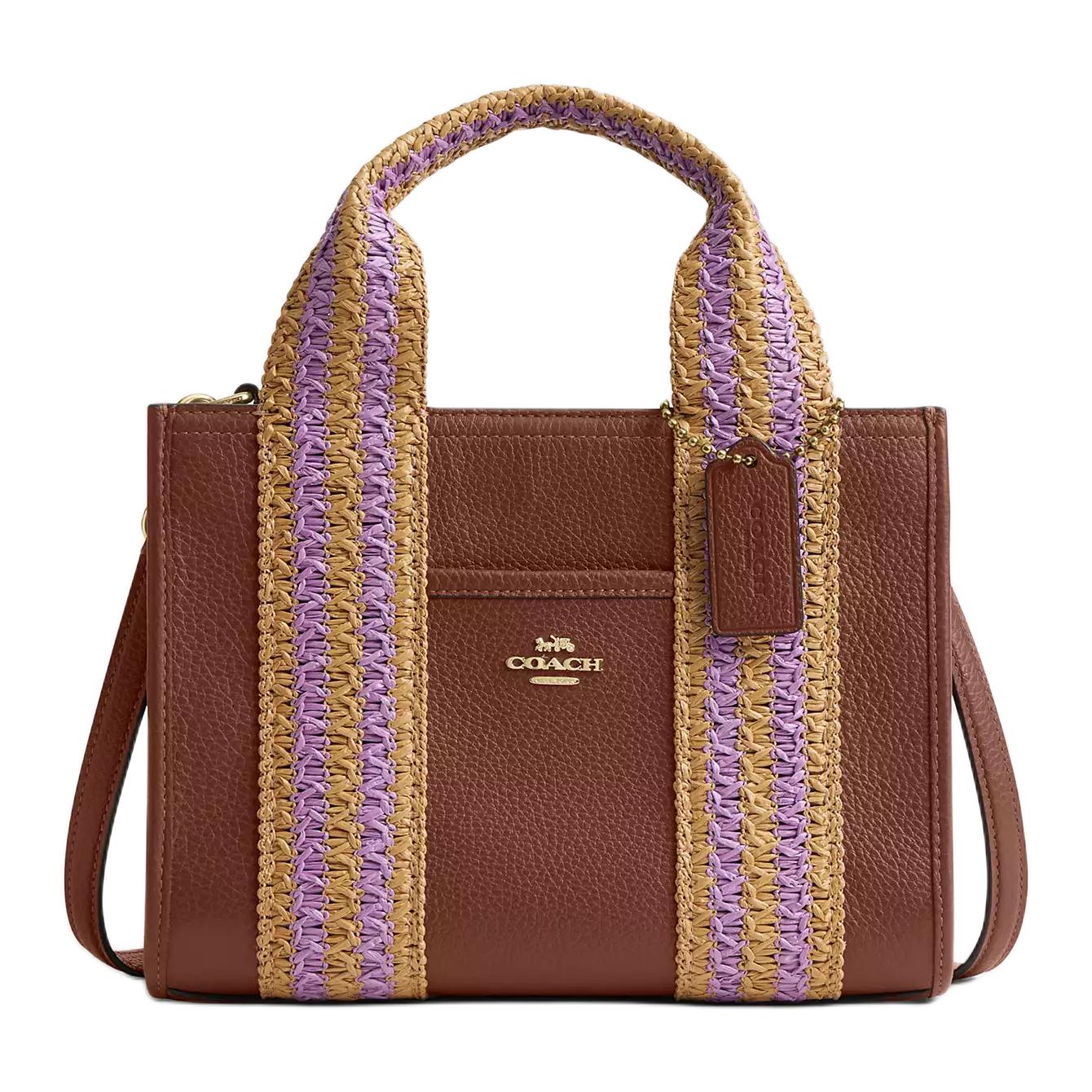 

Coach Smith 24 Brand Logo Woven Strap Leather Tote Bag Shopping Bag Shoulder Crossbody Handbag Medium Women tote bags Mahogany CBG91-IMR0B Basic Set (Bag+Dust Bag)