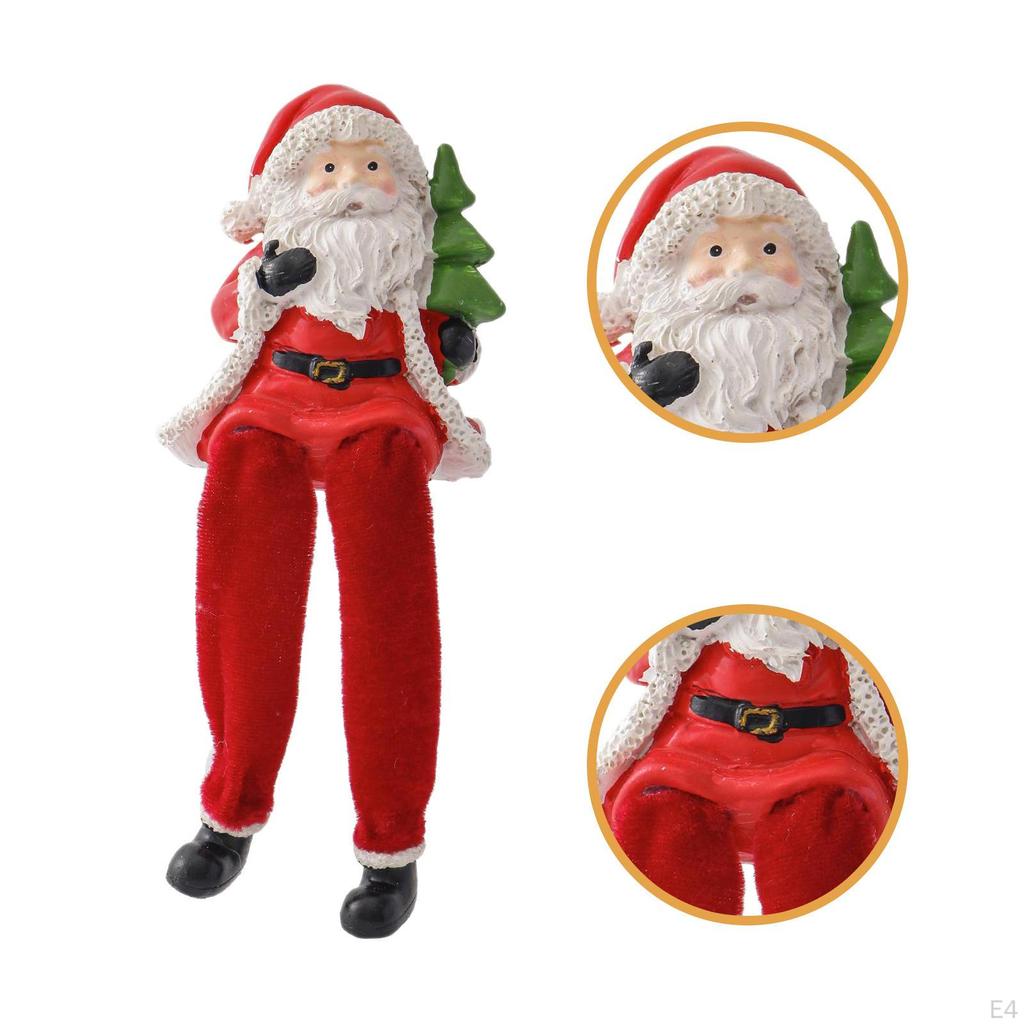 Resin Sitting Santa Figurine Christmas Decoration Holding Tree Collectible Figure