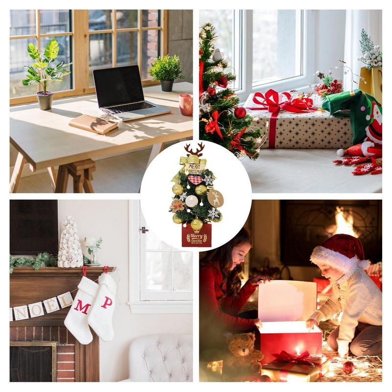 Small Christmas Tree Ornaments Realistic With Accessories Christmas Tabletop Tree For Office Desktop Room Home Festive Holiday