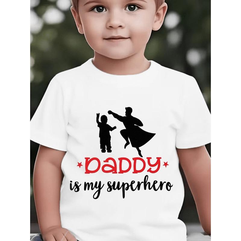 European sizes Father S Day Kids  Short Sleeve Spring Summer Autumn Children S Cartoon Pattern Print Fashion Trendy T-Shirt 110