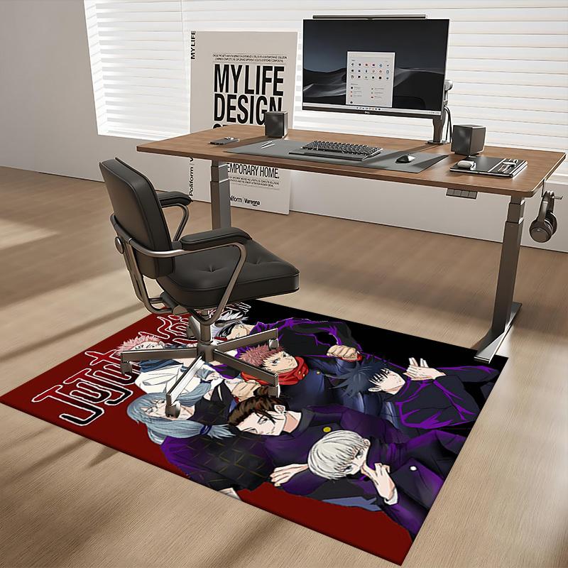 1pc Jujutsu Kaisen Anime Characters Office Chair Mat - Anti-Slip Carpet for Desk, Anime Decor Gift, Seasonal Decoration, Suitable for Home Office, Liv