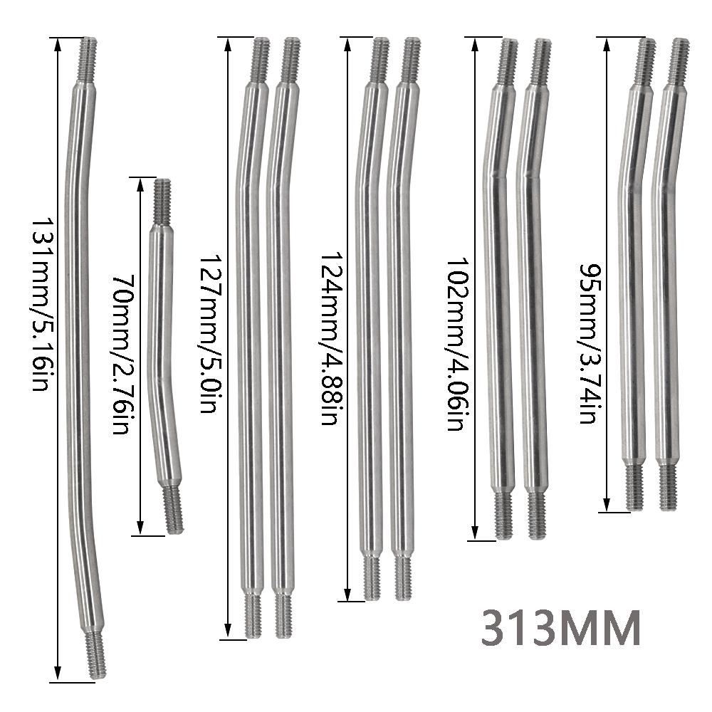 313mm/324mm Stainless Steel Link Set Linkage Chassis Steering Rod Kit For 1/10 RC Crawler Car Axial SCX10 SCX10 II 90046 Upgrade