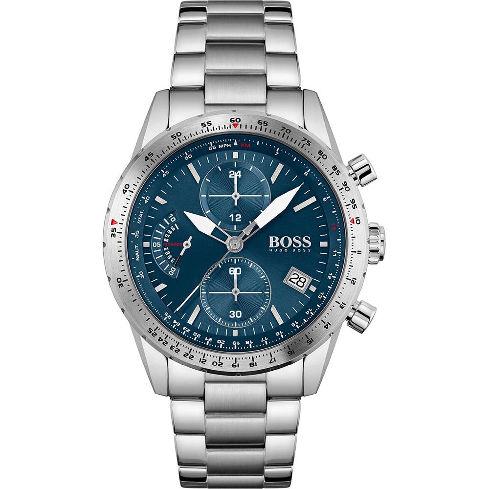 BOSS Pilot Edition Chrono Blue Dial Silver Metal Men s Quartz Watch 1513850 синий