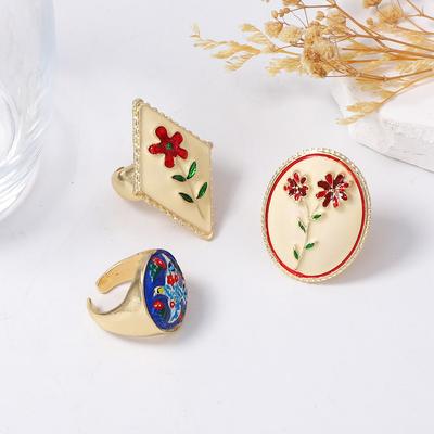 Mode Metall Prägung Blume Geometrisch Ringe ZAA Neue Luxus Vintage Ringe Damen Hof Party Zirkon Accessoires