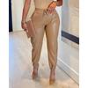 Women's Fashion Casual Solid Color Print High Waist Trousers Pants & Capris