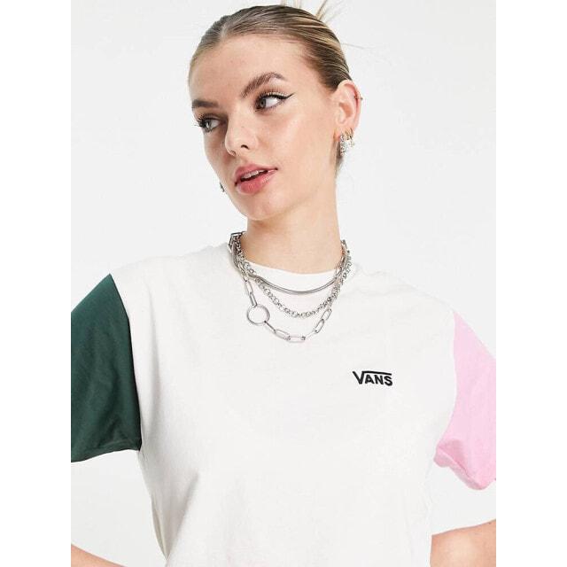 Розовая и зеленая футболка с цветными блоками Vans Opposite