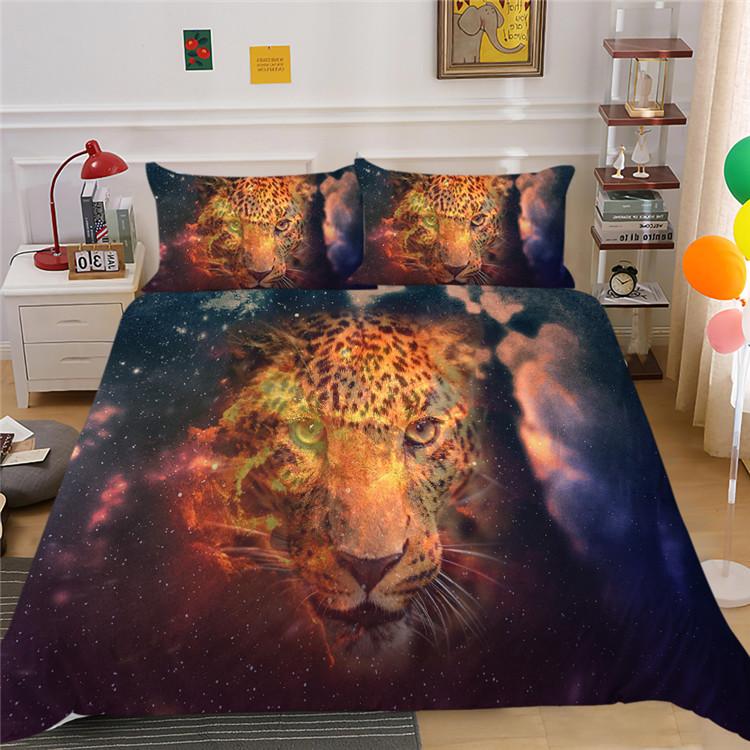 3D Digitaldruck Sternenhimmel Tier-Serie Bettbezug Kissenbezug Dreiteiliges Set Polyester