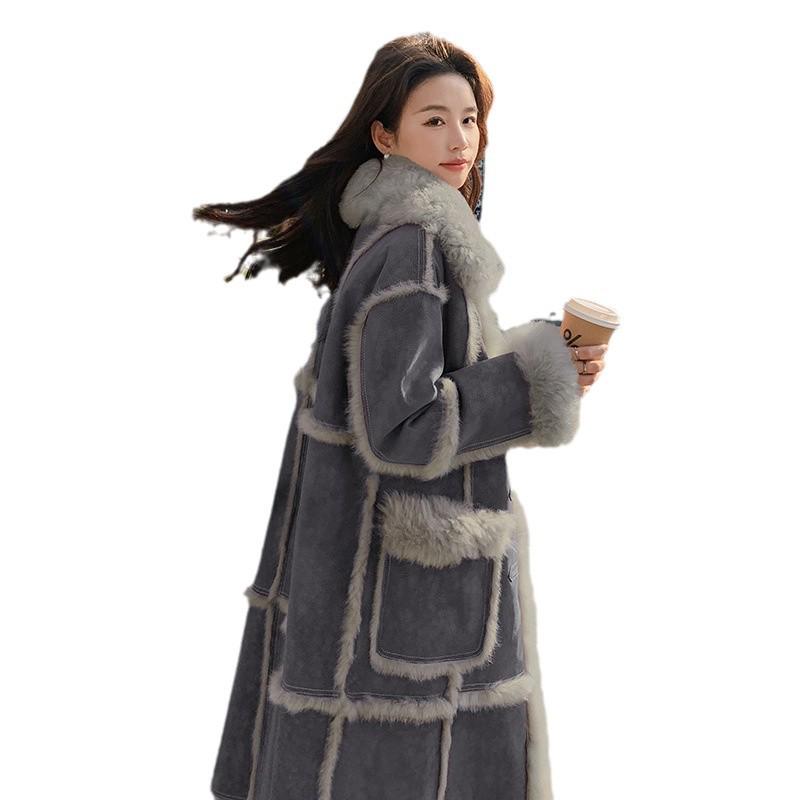 Women's Extra Long Faux Fur Lamb Wool Coat - Winter 2024 Style (2166)