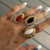 Natural Stone Agate Oval Opening Rings Waterproof Wide Open Finger Ring  Valentine's Day Gift