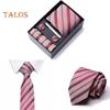 6Pcs/Set Tie Pocket Square Cufflinks Set Gift Box Masculine Charm Faux Silk Fabric Bright Colors Business Tie Men Accessories Gift Set