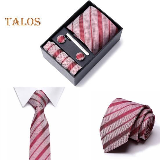 6Pcs/Set Tie Pocket Square Cufflinks Set Gift Box Masculine Charm Faux Silk Fabric Bright Colors Business Tie Men Accessories Gift Set