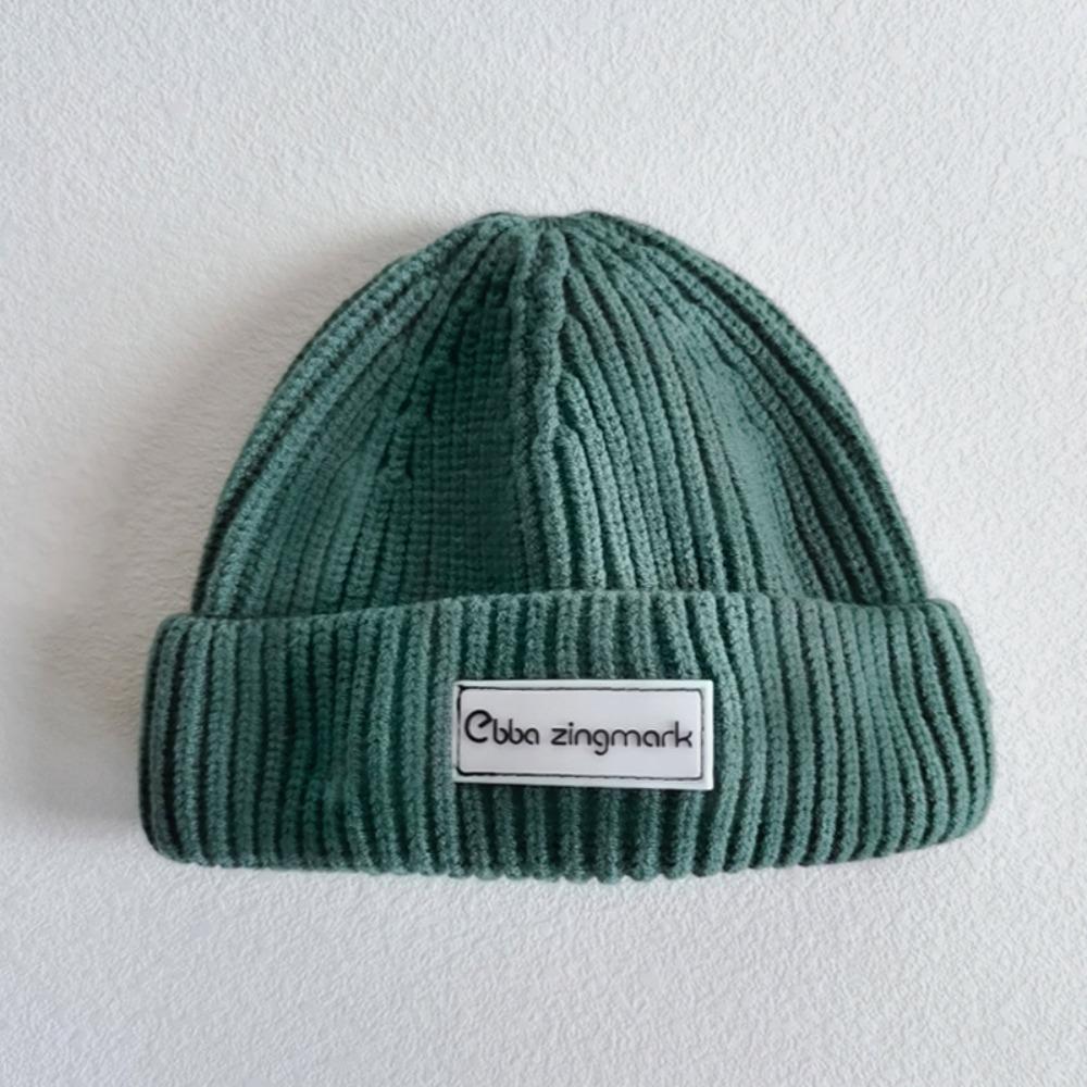 New Letter Label Baby Beanie Cap Warm Solid Color Toddler Knitted Hat Windproof Winter Cap Autumn Winter