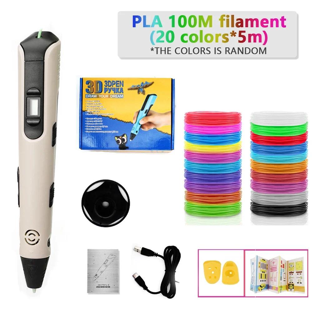 New 3D Printing Pen Lcd Display Screen 1.75Mm ABS PLA 0.7Mm Diameter Material Kids Diy Drawing Pens Christmas Birthday Gifts