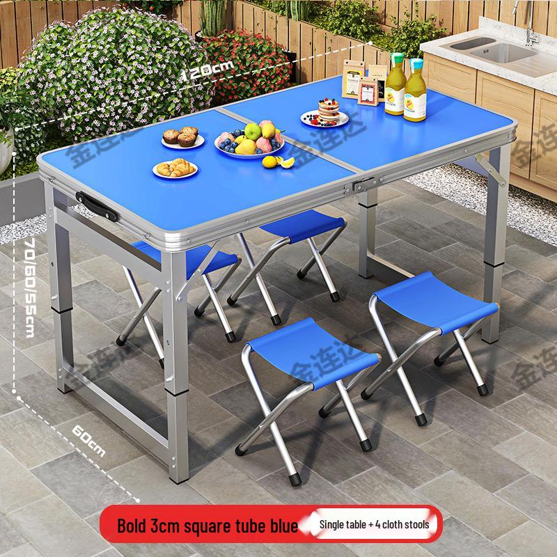 Portable Aluminum Folding Table for Outdoor Dining and Market Stalls - Adjustable and Compact