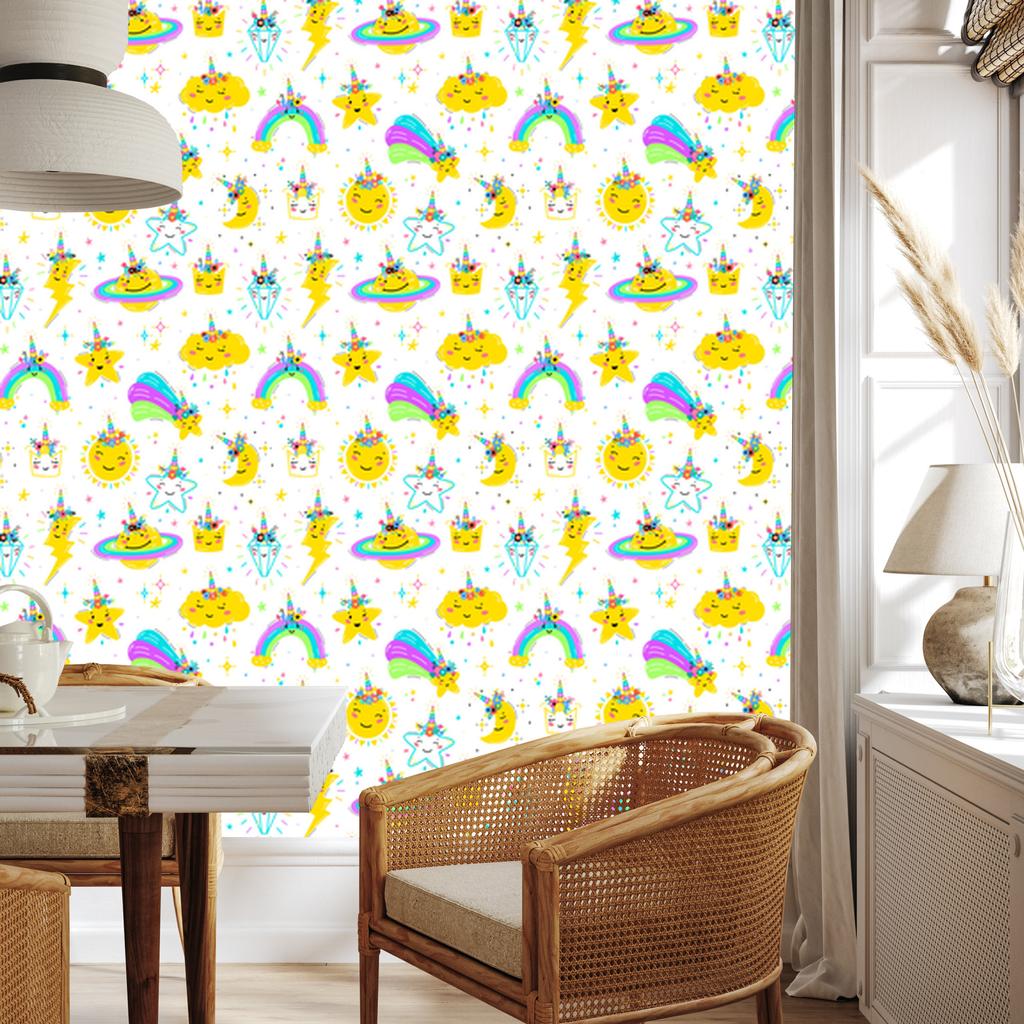 Clouds, Stars and Rainbows Wallpaper for Living Room and Bedroom 50x1000