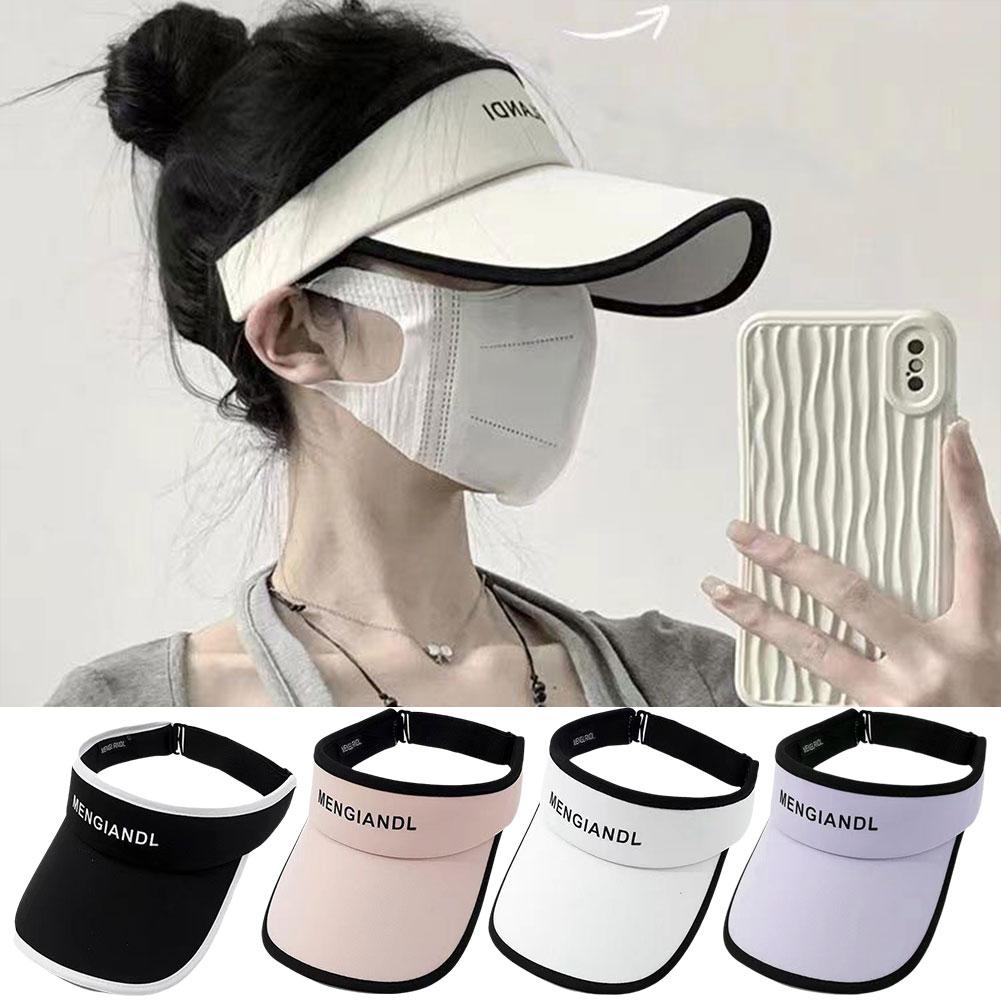 Summer Ice Silk Long Brim Empty Top Hat Women Men Beach Hat Screen Cap Uv Cap Running Sports Golf Riding X7n7