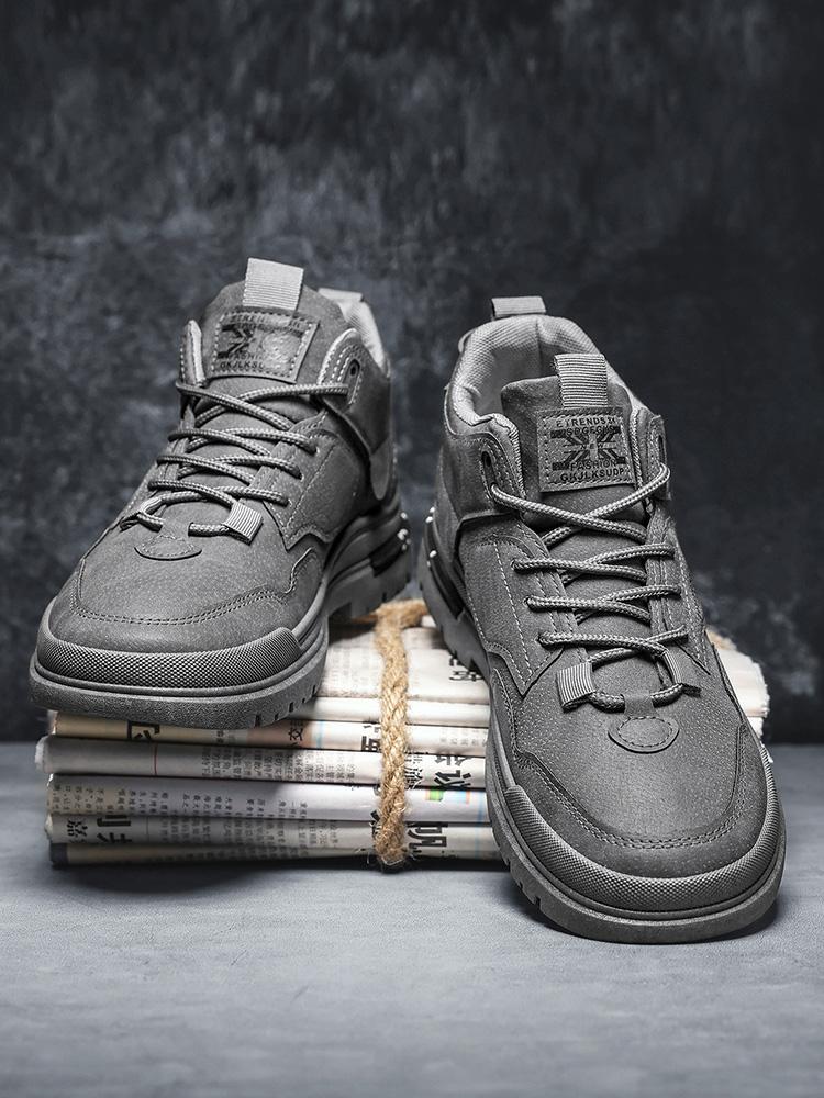 Herren High Top Arbeitsstiefel Rutschfeste Abriebfeste Plateausohle Höhenerhöhend Outdoor Wanderschuhe Bequem Herbst Neu