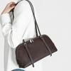Women's Genuine Leather Shell Bag Minimalist Zipper Shoulder Bag with Adjustable Strap Casual Tote Handbag for Daily Commute