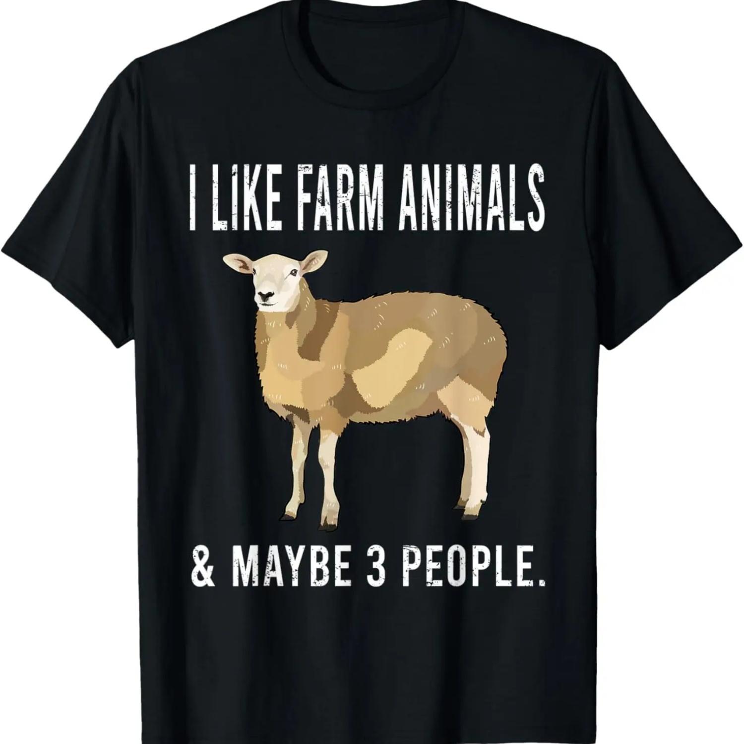 Funny I Like Sheep Farm Animals And Maybe 3 People T-Shirt S чёрный