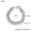 Set Collana e Bracciale con Catena Acciaio Inossidabile Placcato Oro 18K con Chiusura OT - Gioielli Hip Hop Unisex