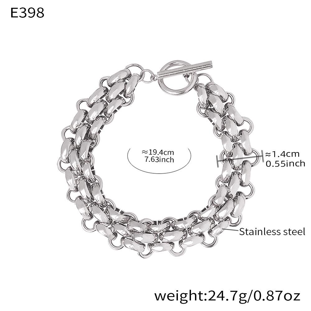 Набор из ожерелья и браслета с преувеличенной цепью из нержавеющей стали с покрытием 18 карат - Унисекс Хип-хоп украшения