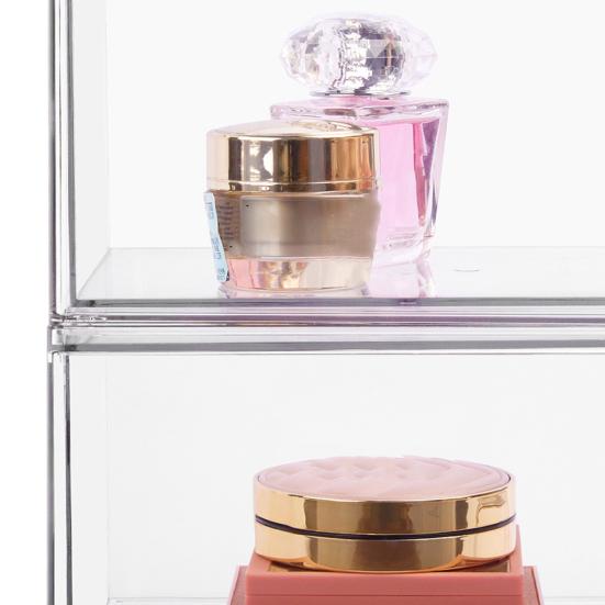 Transparent Storage Box Stackable Cosmetic Organizer Drawer Large Capacity Stable Makeup Organizer Box Bathroom Counter Dresser Cabinets Vanity