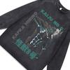 Street Tide Brand Two-Dimensional Dark Animation Print Oversize Retro Washed Old Long-Sleeved T-Shirt Men