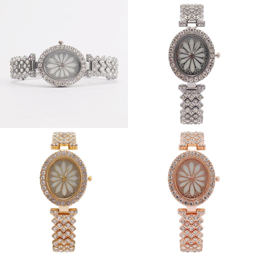 Fashion Ladies Jewelry Watch With Flower Design And Rhinestone Decor For Evening Wear
