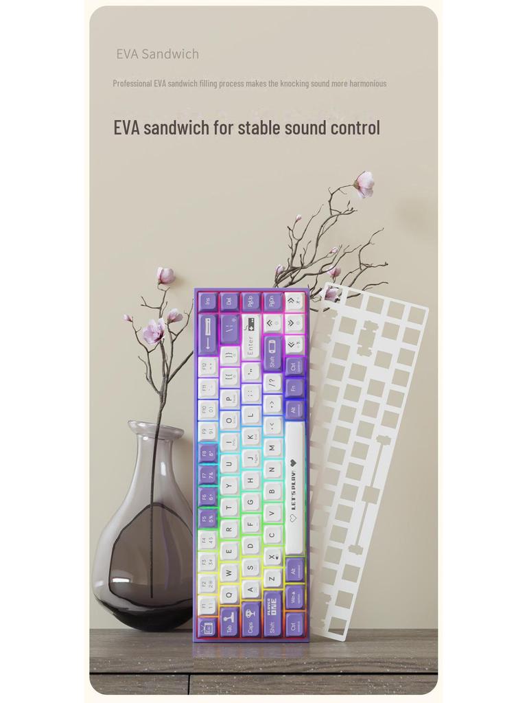 Black Duke AK680 Dual-Mode Wireless/Wired Mechanical Keyboard, Hot-Swappable, 68 Keys, Tea & Red Switch Options