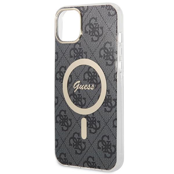 Guess GUBPP14SH4EACSK Case+ Charger Set iPhone 14 / 15 / 13 6.1" black/black hard case 4G Print MagSafe