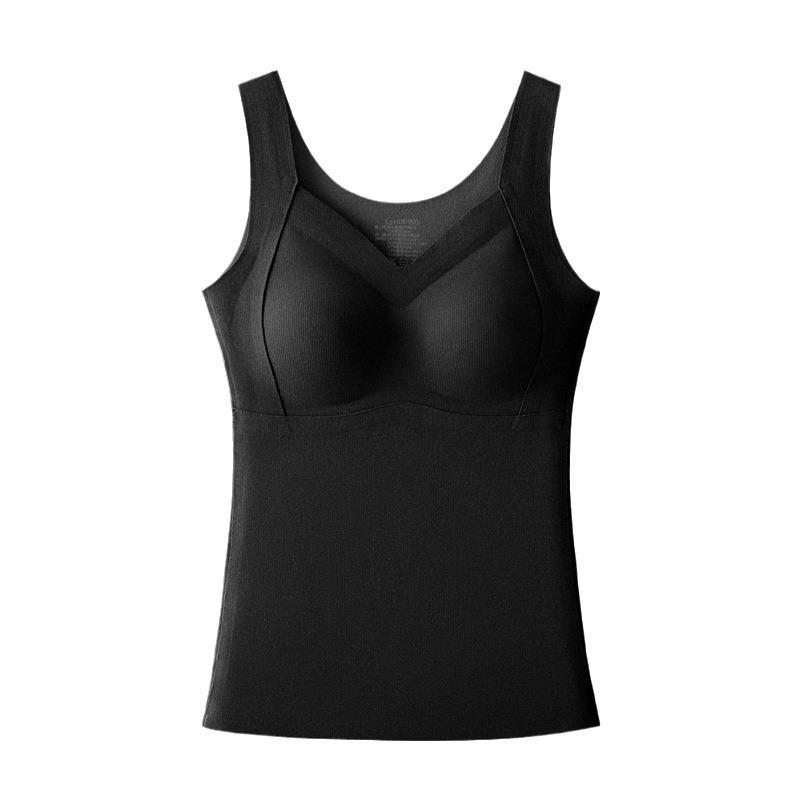 Winter Women's Seamless Cationic Warm Vest with Silk Ribbon Chest Pad and German Velvet