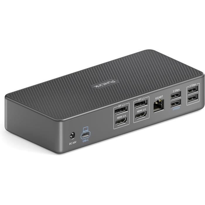 Station d'accueil usb-c - vuelogic - 14-en-1 - double écran - 4k hdmi - ethernet - noir