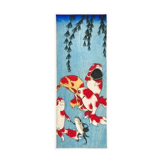 Ukiyo-e Tenugui Towel - Utagawa Kuniyoshi s  Kingyo Tsukushi  (Goldfish Collection) Part 3: Surprised Face - 100% Cotton - High-Quality Japanese