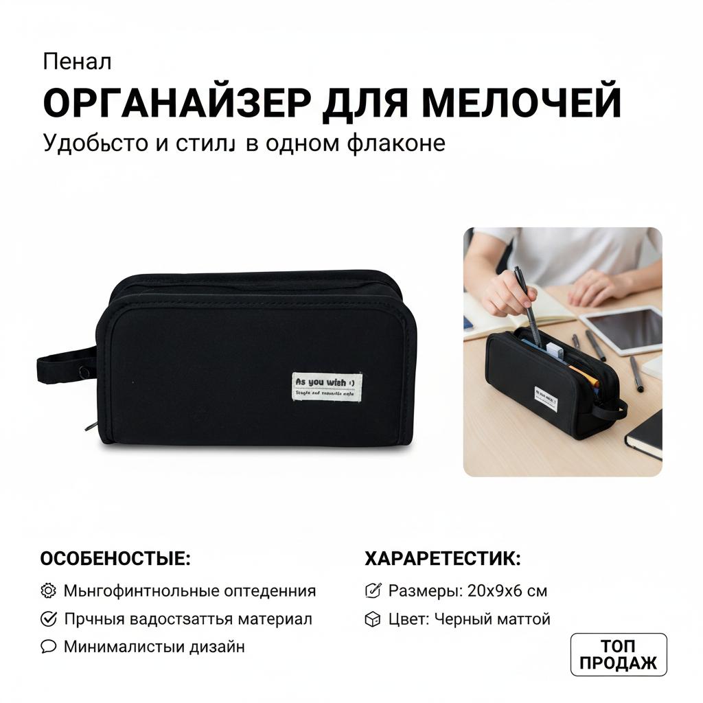 Large Capacity Pencil Case For High-School Students Waterproof Polyester Storage Bag With Multi Compartments