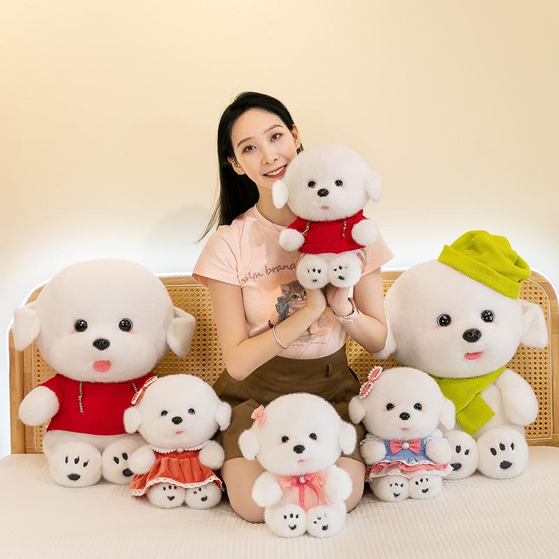 Cute Dog Plush Toy Doll Simulation Dressing Bichon Dog Cloth Doll Wedding Throwing Stall Doll