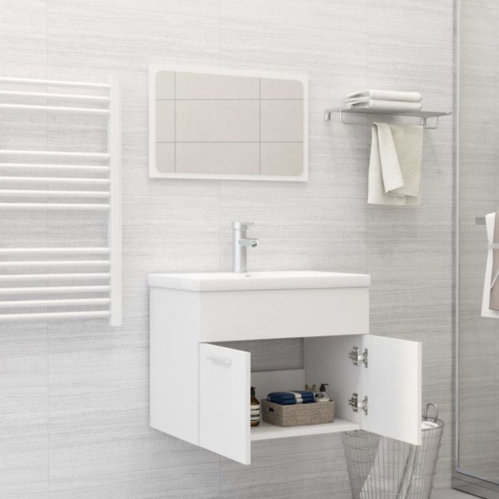 VidaXL Ensemble de Meubles de Salle de Bain Armoire de Rangement Placard de Toilette Miroir Mural Armoire d'Evier et Lavabo 3070865