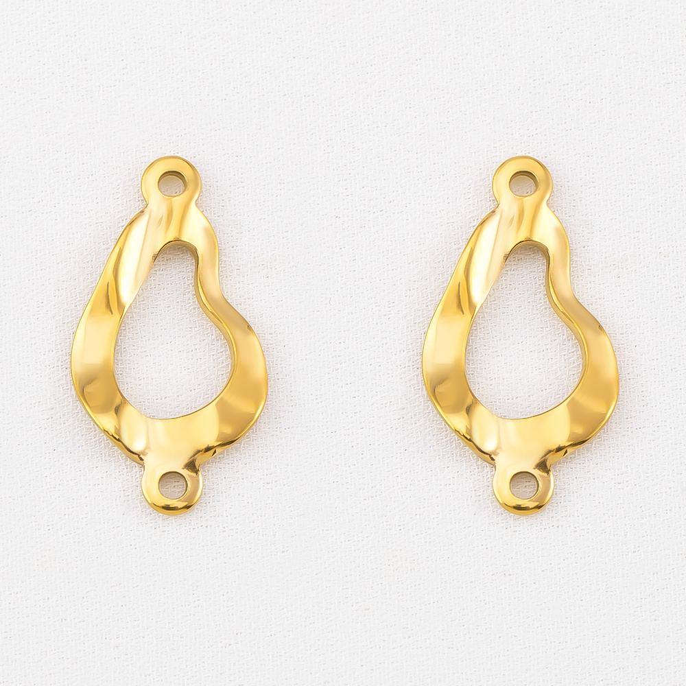 10pcs Stainless Steel 18K Plated Oval Star Heart Charms Double Hole Pendants for DIY Necklace Bracelet Jewelry Making Supplies
