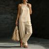 Women's Round Neck Sleeveless Top And Trousers Fashion Casual Suit