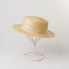Spring and summer new simple and fashionable webbing decorative straw grass flat top top hat travel sunscreen sunshade flat top straw hat