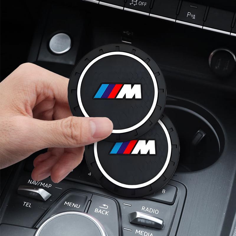 LHDQ4 BMW M Car Coaster Water Cup Bottle Mat Silicone Non Slip Pad For X1 X2 X3 X4 X5 F48 G01 E84 E83 F39 F10 F30 G11 G07 G86 G60 E60