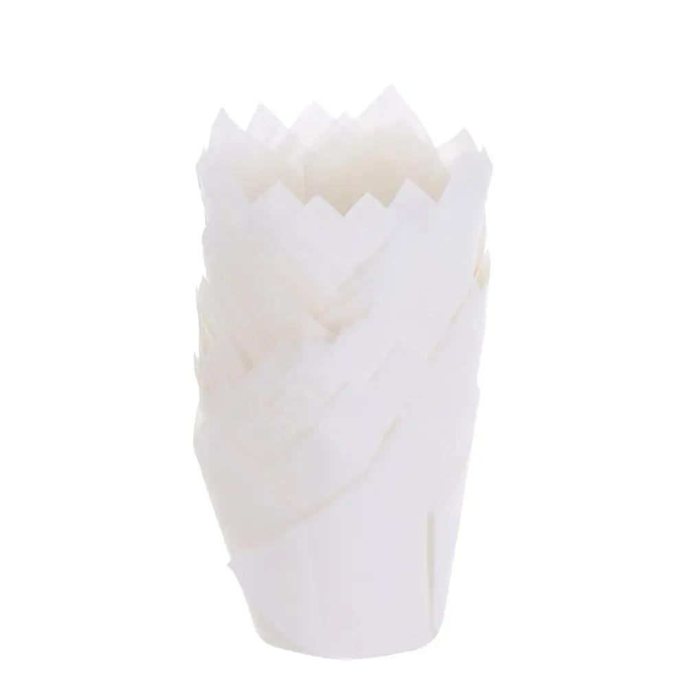 50 Stück Fettbeständige Kuchenpapierbecher Tablettbecher Cupcake-Förmchen Papier-Tulpen-Backförmchen Kuchen-Muffin-Becher Backzubehör Gebäckwerkzeuge