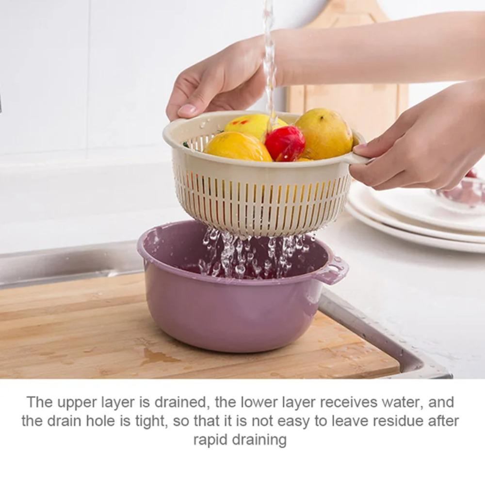 Fresh Vegetable Wash & Drainer Basket Storage Basket Double Layer Drain Basket  Kitchen Tools