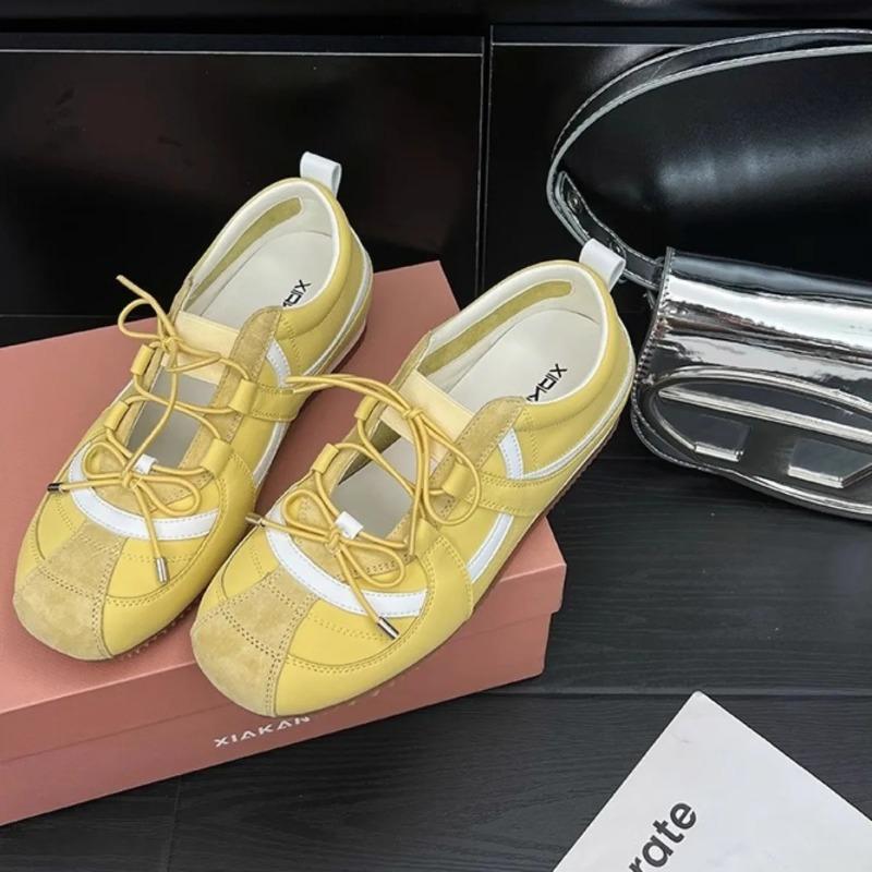 Fashion Inner Height Increase 4cm Empty Shoes Women's New Ballet Mary Jane Shallow Mouth Single Shoes Lace-up Comfortable Casual Shoes