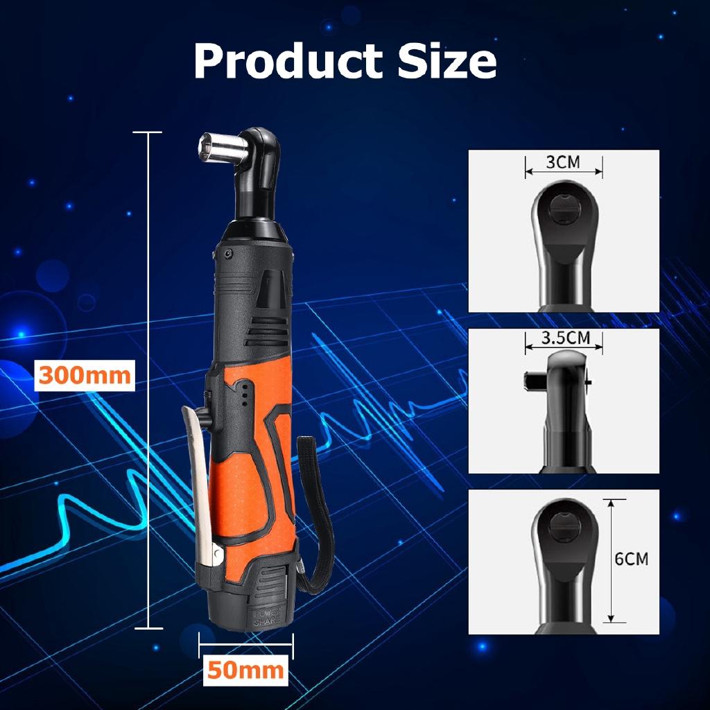 8V 8000mAh 60N.m 230RPM 3/8''  Rechargeable Power Source Portable Cordless Electric Ratchet 90° Right Angle Wrench Set New