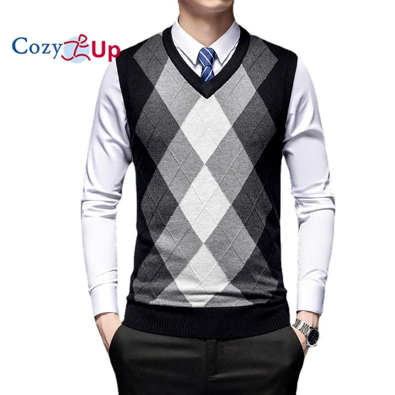 Cozy Up Mens V-Neck Knitted Sweater Vest Sleeveless Pullover Knitwear Loose Fit Sweater Tops