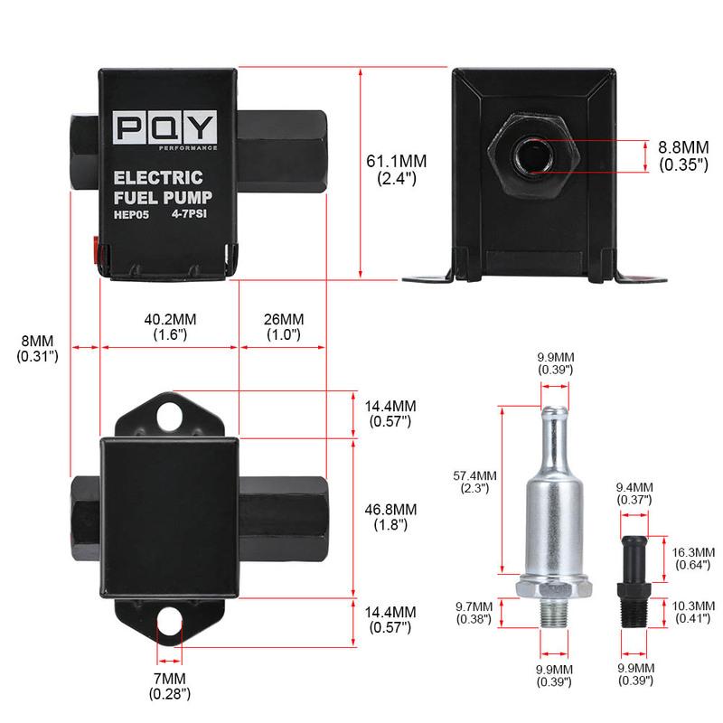 Electronic 12V Fuel Pump 2.5-7PSI Pressure 90LPH Gas Petrol Diesel Compatible FEP12SV E8012S For Auto Carburetor Motorcycle