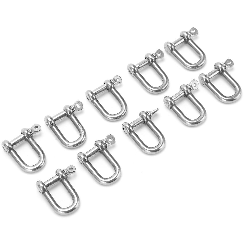 10Pcs M5 Straight D Shackle Stainless Steel D Type Rigging Chain Shackle Hook Sling Screw