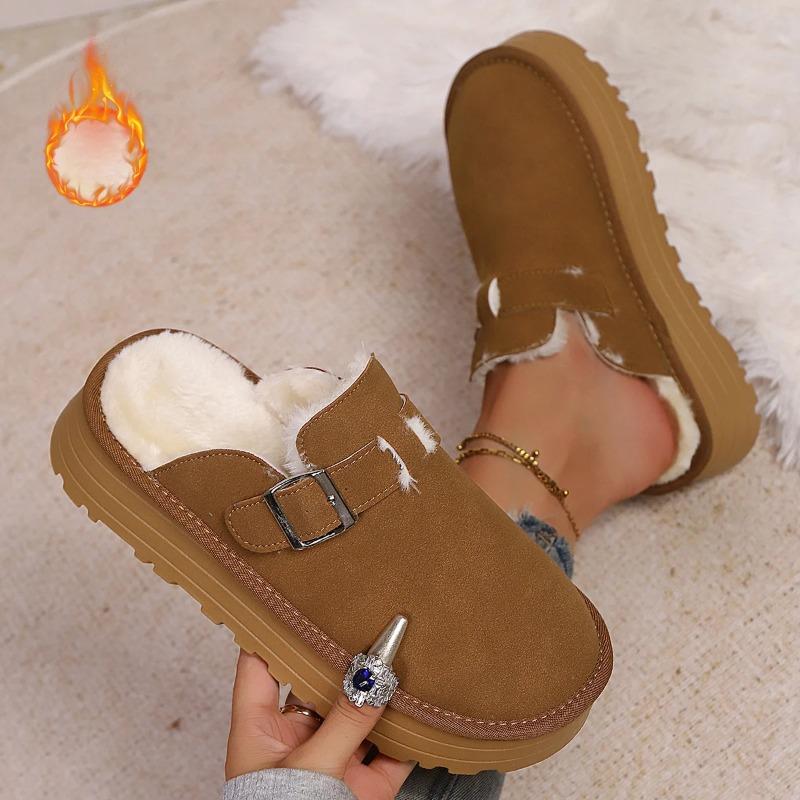 Ciabatte da Neve Invernali da Donna Tendenza Retro Calde in Camoscio Scarpe Pigre da Donna Slip-on Calde Ciabatte in Cotone da Donna Zapatos De Mujer