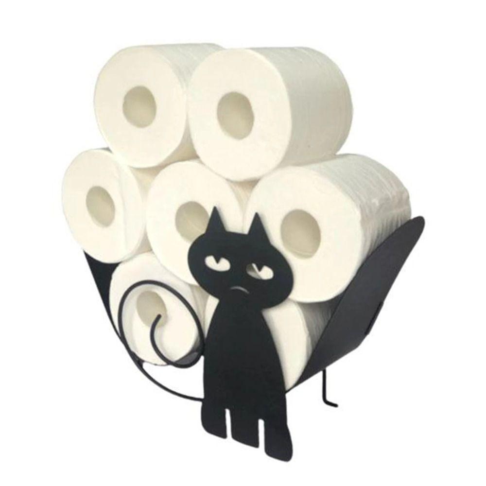 Wall Decoration Toilet Paper Holder Storage Towel Roll Shelf Black Kitchen Paper Shelf  Bathroom