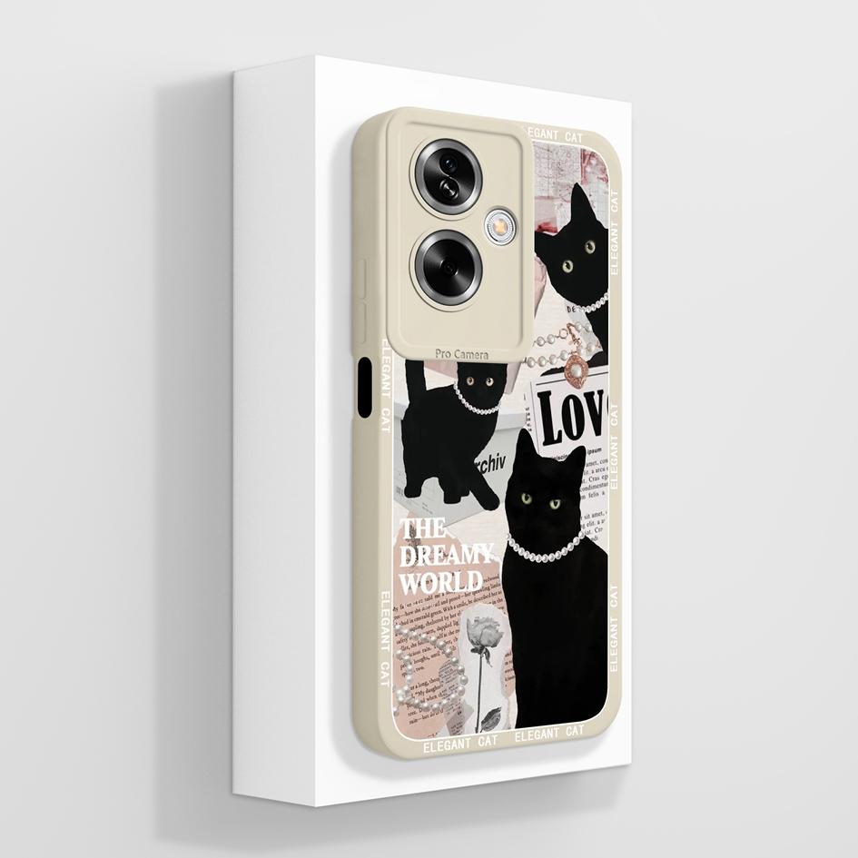 For OPPO A79 A77 A77s A78 A83 A91 A92 A93 A93s A94 A95 A96 4G 5G Phone Cases Lovely Panda Kitten Pattern Liquid Silicone Anti Slip Shell For OPPO Capa